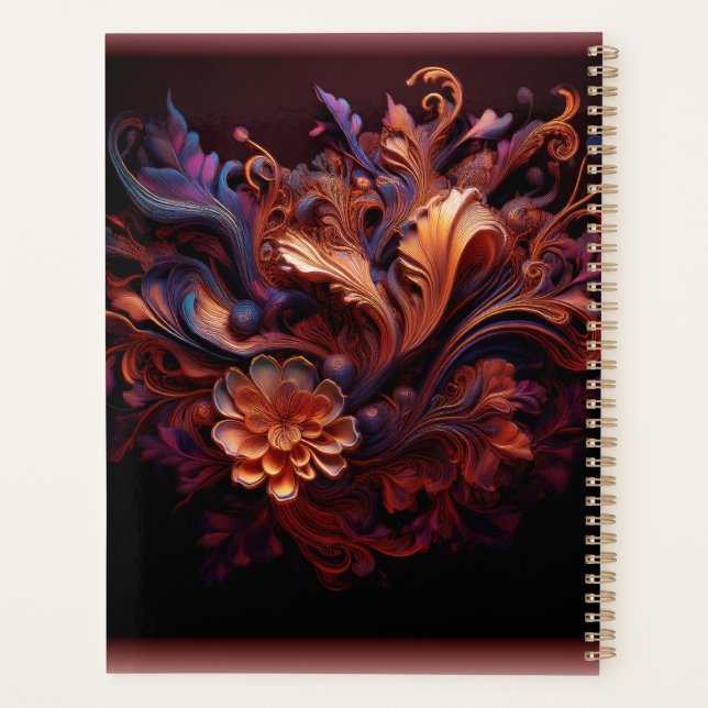 Agenda Una Flor Espacial de Color Rosado (Reverso)