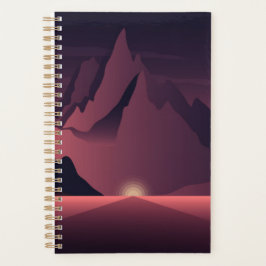 Agenda Una ilustración de una puesta de sol en la montaña