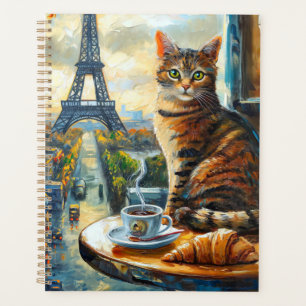 Agenda Una mañana en París   Gato atigrado en un café