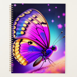 Agenda una mariposa púrpura y rosa