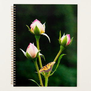 Agenda Una mariposa y rosas