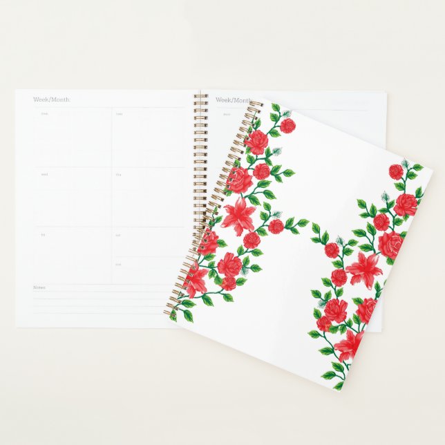 Agenda Una rosa roja con pétalos detallados, representada (Demostración)