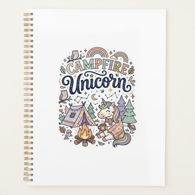 Agenda Unicorn Campfire Unicorn Premium Vector Sticker an (Anverso)