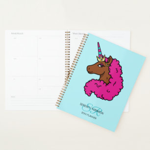 Agenda Unicornio Afro Rosa Fucsia