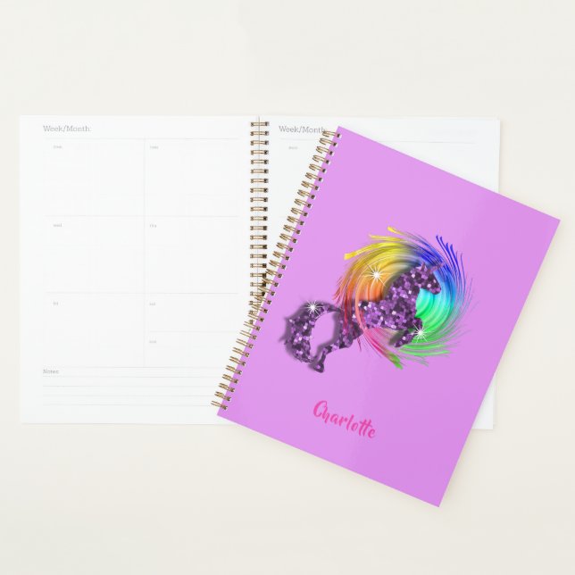 Agenda Unicornio arcoiris artístico personalizado (Demostración)