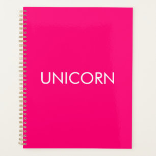 Agenda "Unicornio" blanco minimalista de fucsia rosa