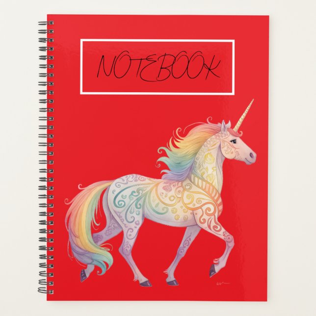 Agenda Unicornio de Arcoíris Mágico Personalizado  (Anverso)