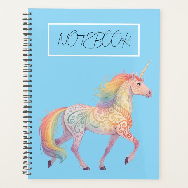 Agenda Unicornio de Arcoíris Mágico Personalizado  (Anverso)