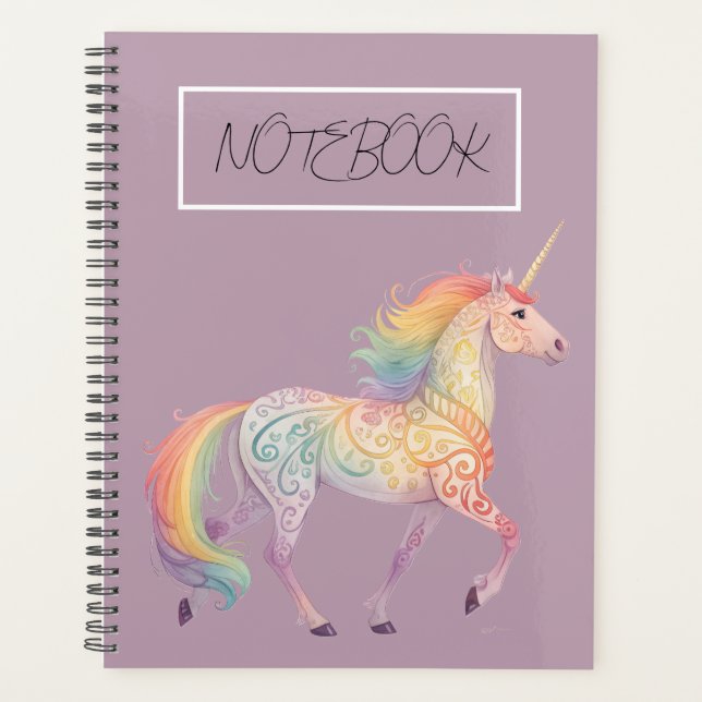 Agenda Unicornio de Arcoíris Mágico Personalizado  (Anverso)