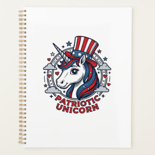 Agenda Unicornio Patriótico Gráfico de Grabado Vintage_1