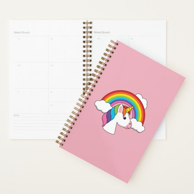 Agenda Unicornio y arcoiris con nubes kawaii (Demostración)