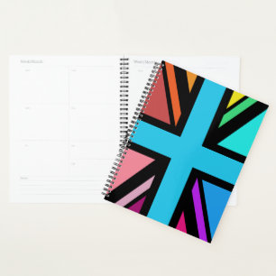 Agenda Unión Jack/Bandera Multicolorizado+Diseño Negro