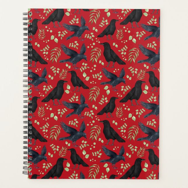 Agenda Unique Ravens Planner Journal in Red (Anverso)