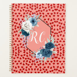 Agenda unique Red hearts on pink and pattern Custom