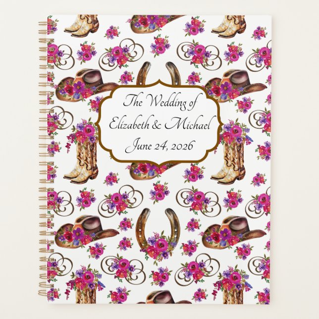 Agenda Unique Rustic Wedding Planner for Bride & Groom (Anverso)