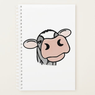 Agenda vaca de dibujos animados negro blanco rosa beso gr