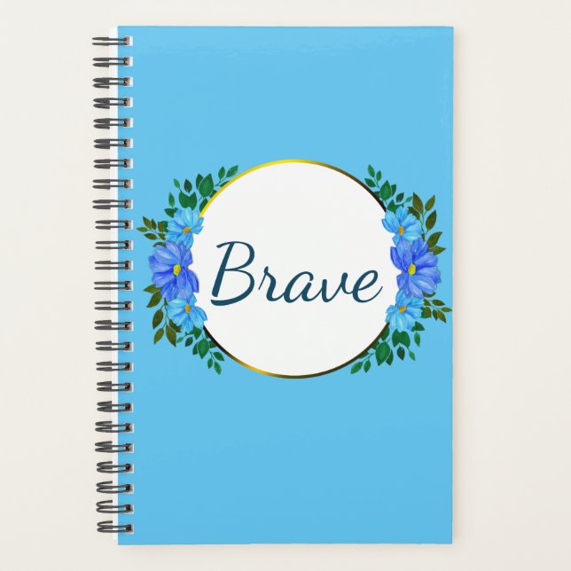 Agenda "Valiente" ¡Puedes Hacer Esto! Floral azul zinnia (Anverso)