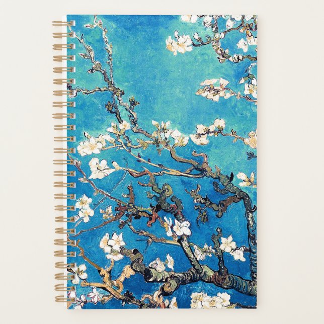 Agenda Van Gogh Almond Blossoms turquesa brillante (Anverso)