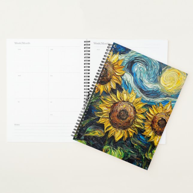 Agenda Van Gogh girasoles y noche estrellada (Demostración)