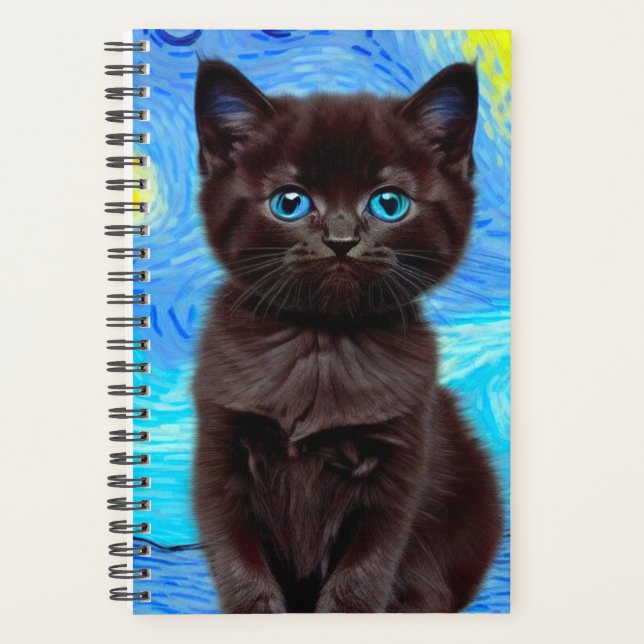 Agenda Van Gogh Starry Night Black Cat (Anverso)