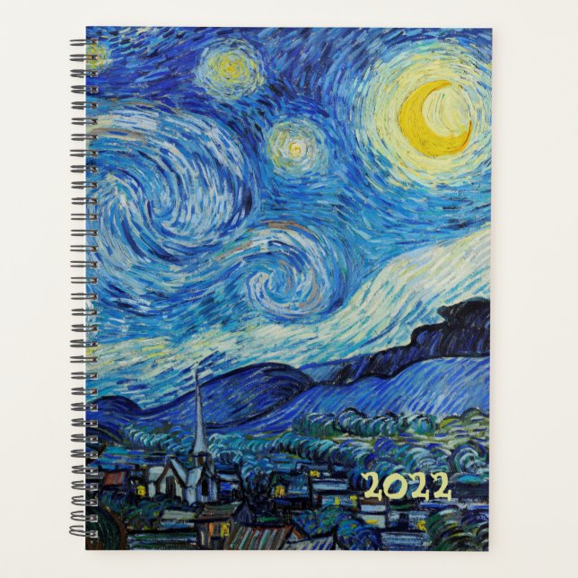 Agenda Van Gogh Starry Noche Pintura Semanal Mensual (Anverso)