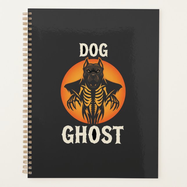 Agenda Vector Fantasma de Perro Terror de Halloween (Anverso)