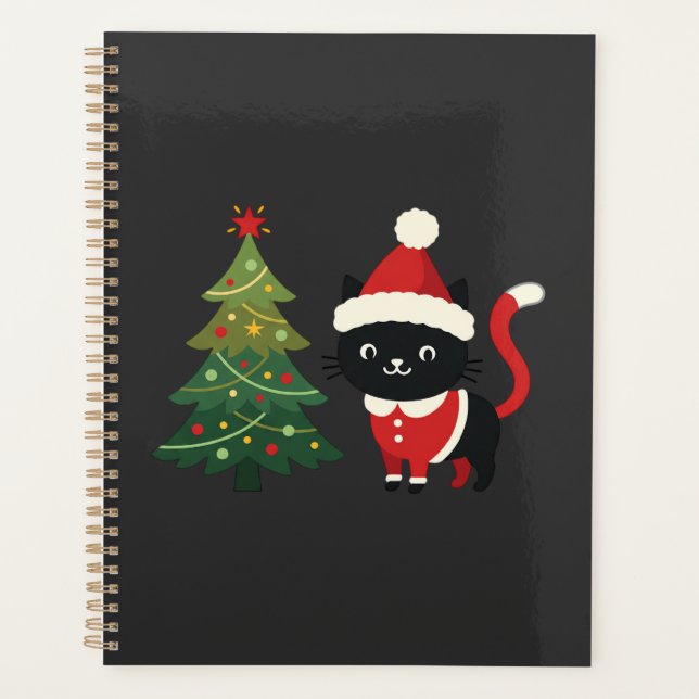 Agenda Vector Gato de Navidad Santa Árbol (Anverso)