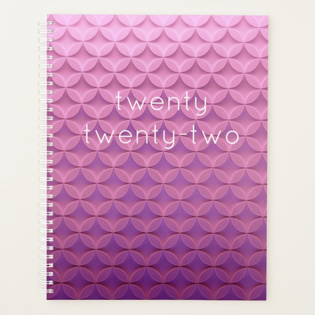 Agenda Veintidós Patrón Púrpura Rosa Moderno (Anverso)