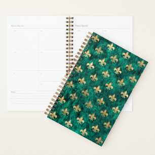 Agenda Velvet Verde Grunge Fleur De Lis Mardi Gras
