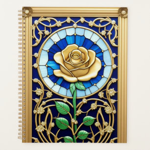 Agenda Ventana de vidrio emplomado elegante con rosa dora