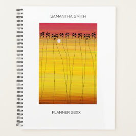 Agenda Verano tropical y cocoteros de silueta