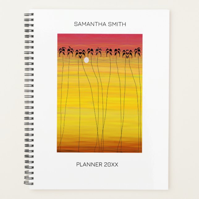 Agenda Verano tropical y cocoteros de silueta (Anverso)