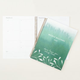 Agenda Verde aguamarina de moda con efecto ombre de acuar