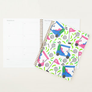 Agenda Verde azul rosado del golf Preppy