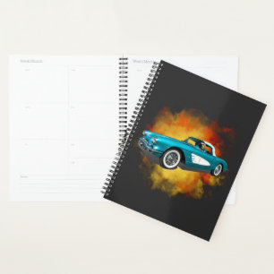 Agenda Verde azulado 59 Corvette Carro Rojo Fondo de expl