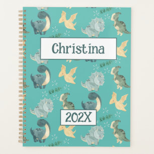Agenda Verde claro personalizado de dinosaurio lindo 2024