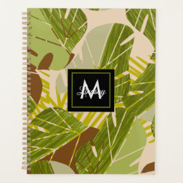 Agenda Verde de la jungla dibujado a mano Hoja marrón