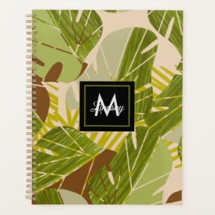 Agenda Verde de la jungla dibujado a mano Hoja marrón