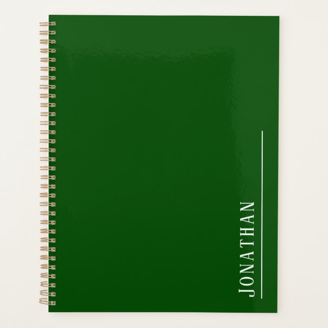 Agenda verde minimalista monograma (Anverso)