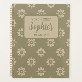 Agenda Verde Salvia Floral Académico Año Daisy