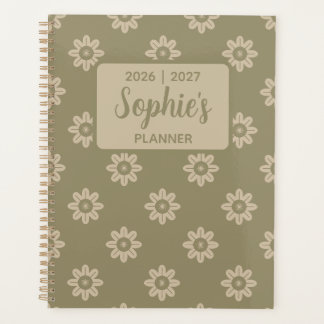 Agenda Verde Salvia Floral Académico Año Daisy