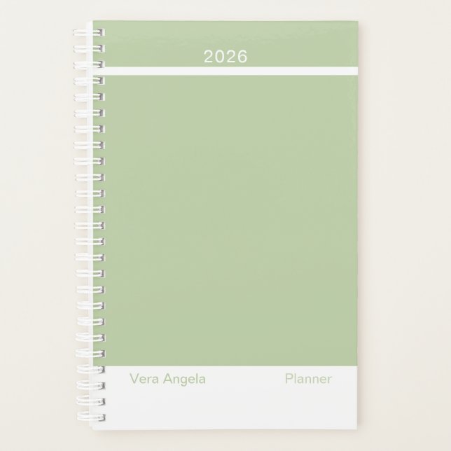 Agenda Verde Salvia Moderno Pequeño (Anverso)