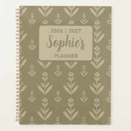 Agenda Verde Salvia Simétrico Floral Año Académico