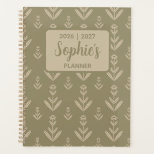 Agenda Verde Salvia Simétrico Floral Año Académico