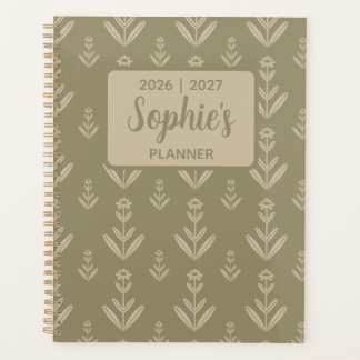 Agenda Verde Salvia Simétrico Floral Año Académico