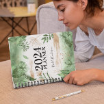 Agenda Verdor botánico y oro personalizado anualmente<br><div class="desc">Elegante vegetación botánica y fino planificador dorado anual. Personalizado con tu nombre.</div>