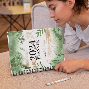 Agenda Verdor botánico y oro personalizado anualmente