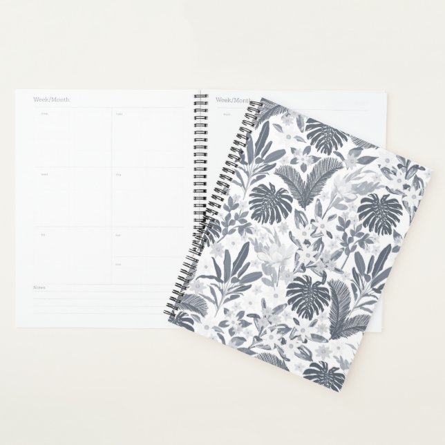 Agenda Verdor floral gris tropical (Demostración)