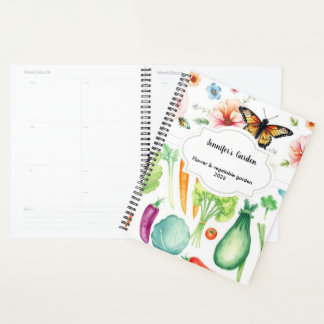 Agenda Verduras de acuarela flores jardín personal
