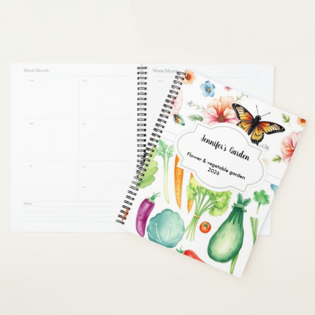 Agenda Verduras de acuarela flores jardín personal (Demostración)